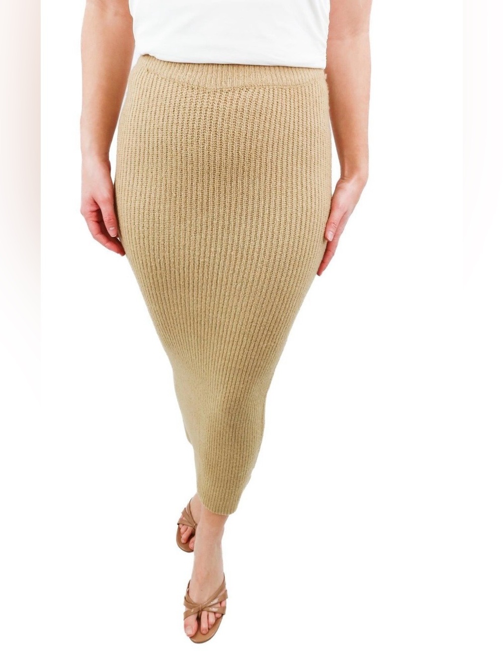 Princess Polly Maxi Tan Knit Maxi Skirt XS/S Very Good Condition